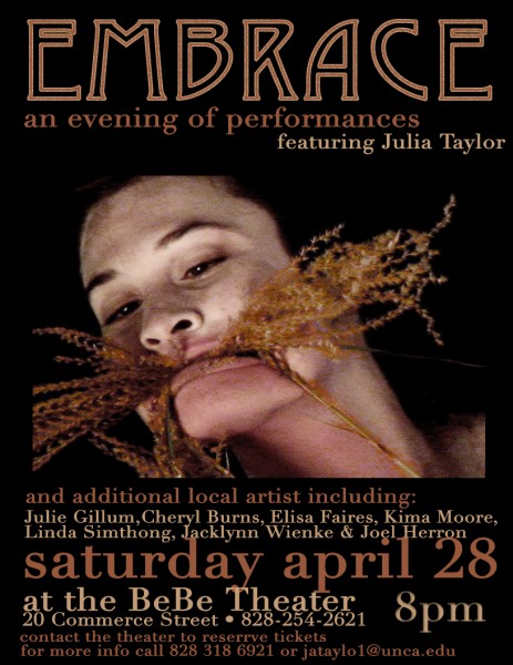 'Embrace" flyer for performance